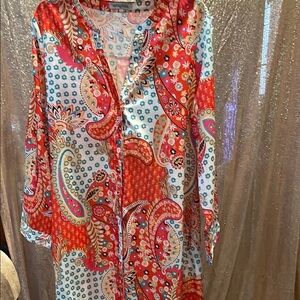 MISSLOOK Red and Blue Paisley Blouse/Tunic
